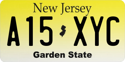 NJ license plate A15XYC