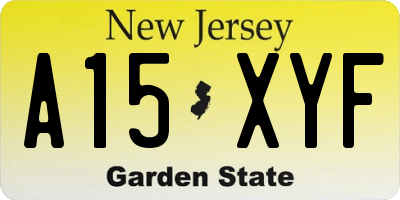 NJ license plate A15XYF