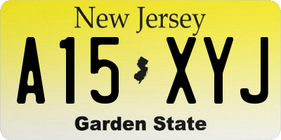 NJ license plate A15XYJ