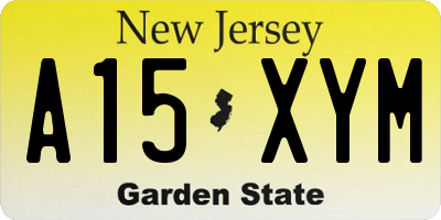 NJ license plate A15XYM