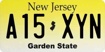 NJ license plate A15XYN
