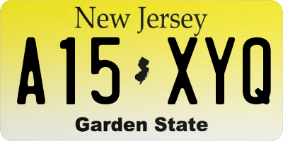 NJ license plate A15XYQ