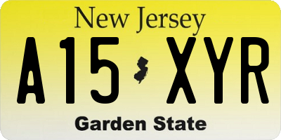 NJ license plate A15XYR