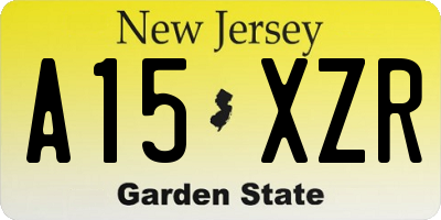 NJ license plate A15XZR