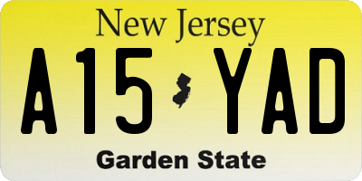 NJ license plate A15YAD