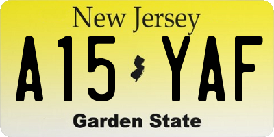NJ license plate A15YAF