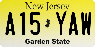 NJ license plate A15YAW