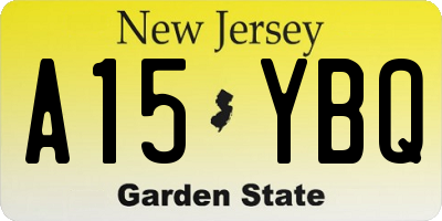 NJ license plate A15YBQ
