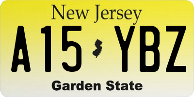 NJ license plate A15YBZ