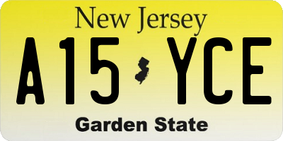 NJ license plate A15YCE