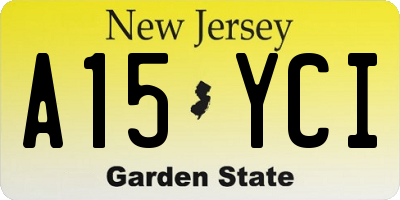 NJ license plate A15YCI