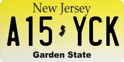 NJ license plate A15YCK