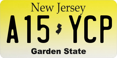 NJ license plate A15YCP