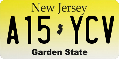 NJ license plate A15YCV