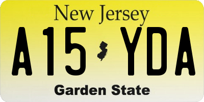 NJ license plate A15YDA