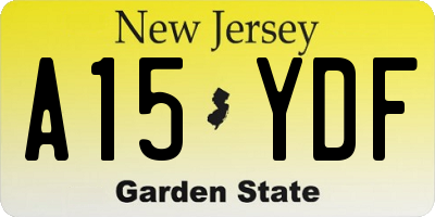 NJ license plate A15YDF