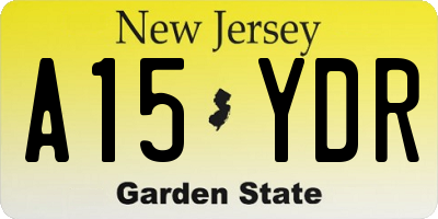 NJ license plate A15YDR