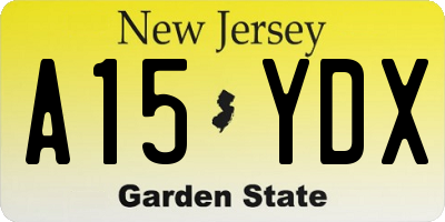 NJ license plate A15YDX