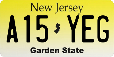 NJ license plate A15YEG