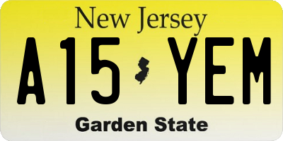 NJ license plate A15YEM