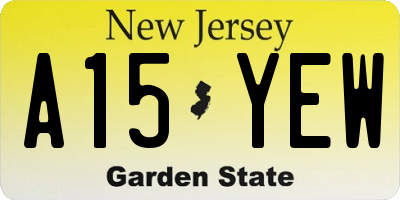 NJ license plate A15YEW