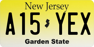 NJ license plate A15YEX