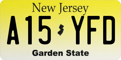NJ license plate A15YFD