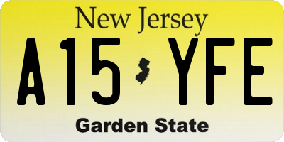 NJ license plate A15YFE