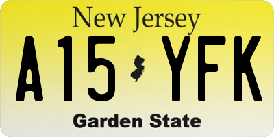 NJ license plate A15YFK