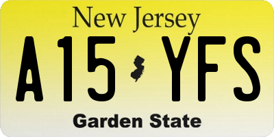 NJ license plate A15YFS