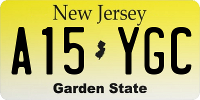 NJ license plate A15YGC