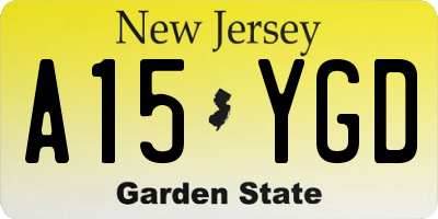NJ license plate A15YGD