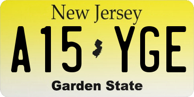 NJ license plate A15YGE