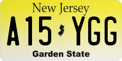 NJ license plate A15YGG