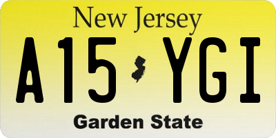 NJ license plate A15YGI