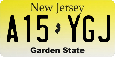 NJ license plate A15YGJ
