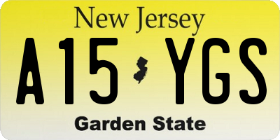 NJ license plate A15YGS