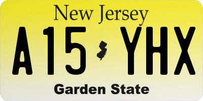 NJ license plate A15YHX