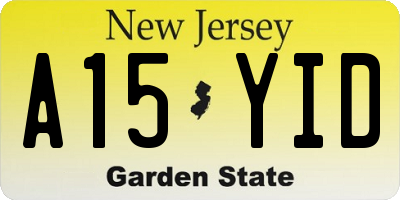 NJ license plate A15YID