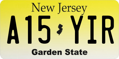 NJ license plate A15YIR