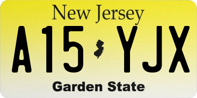 NJ license plate A15YJX