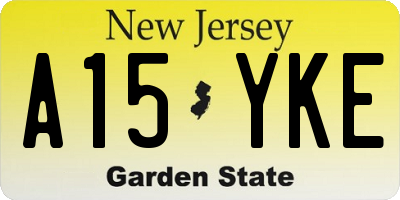 NJ license plate A15YKE