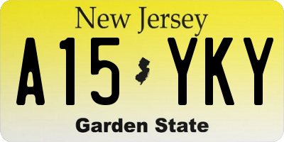 NJ license plate A15YKY