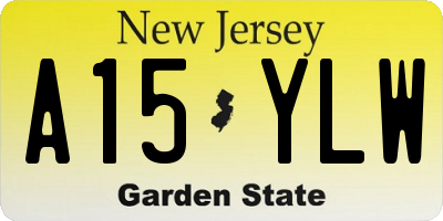 NJ license plate A15YLW