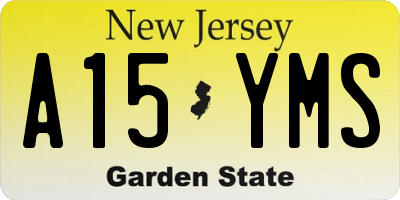 NJ license plate A15YMS