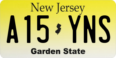 NJ license plate A15YNS