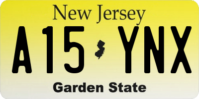 NJ license plate A15YNX