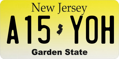 NJ license plate A15YOH