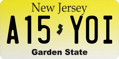 NJ license plate A15YOI