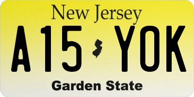 NJ license plate A15YOK
